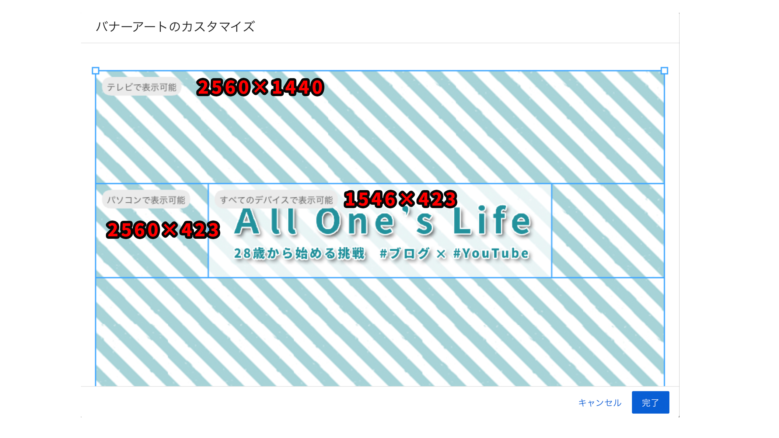 Youtube ヘッダー画像を作る方法 ピッタリ合わせよう All One S Life